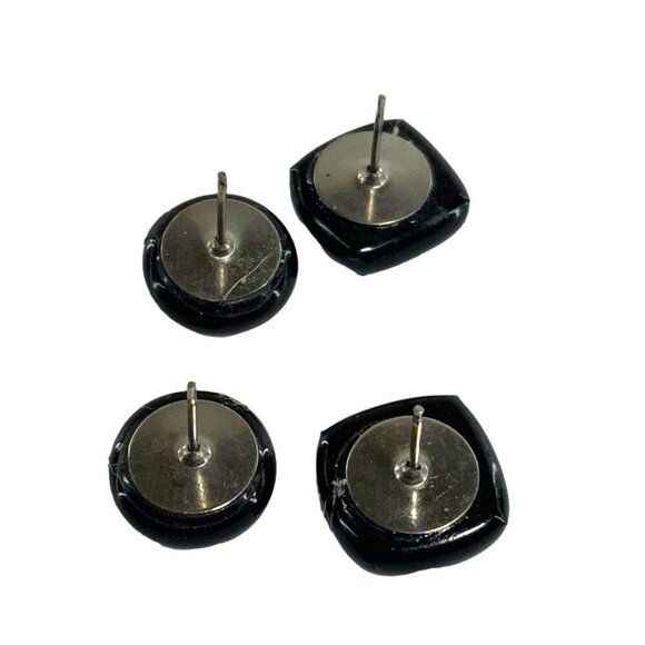 Dichroic Glass Stud Earrings Set Of 2 Pairs Iridescent Blue & Purple For Women - Picture 4 of 5